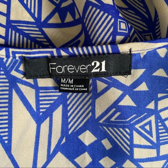 Forever 21 Blue and Tan Geometric Print Tank Top - Picture 4 of 5